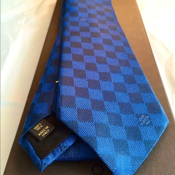 🔥SENSATIONAL🔥🆕💯LOUIS VUITTON ROYAL BLUE BLACK~VIRGIL ABLOH~DAMIER TIE✨🔥 - Picture 3 of 8